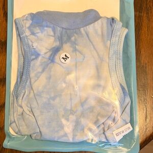 Cat surgery recovery suit. Tie dyed blue and white.
